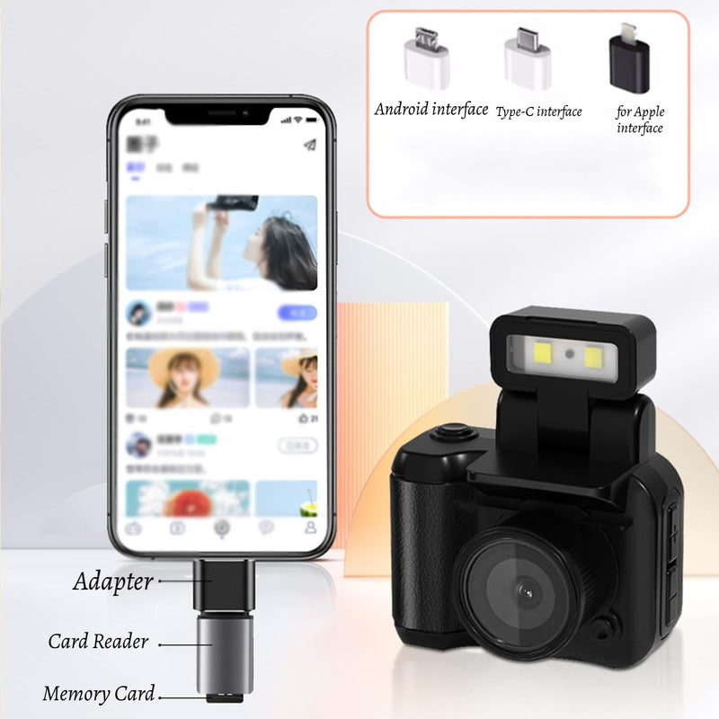 Retro Mini Camera, Mini Retro Digital Camera, Vintage Video Effects, Portable Easy to Operate (Black) Black
