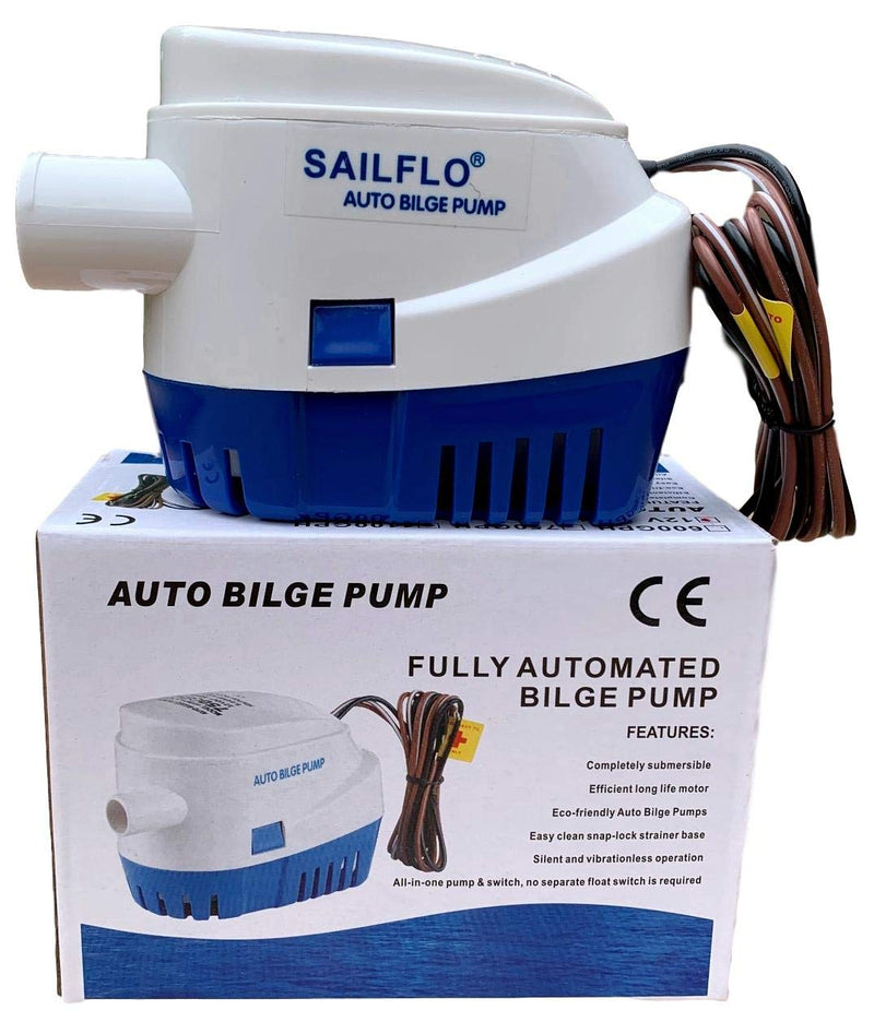 Automatic Bilge Pump for Boats 1100 GPH (1-1/8" Hose Outlet) 12 Volt Auto Bilge Pump with Built-In Float Switch 1100 GPH 1-1/8" hose outlet
