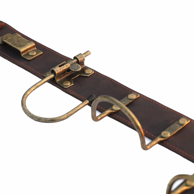 TOURBON Adjustable Tool Belt with 2 Tool Pocket,7 Tool Holster (Dark Brown) | Hanging Hooks Hammer Hatchet Screwdrivers Holder Tape Measure Drill Holster, Work Waist Belt with Double Prong Roller Buckle Dark Brown
