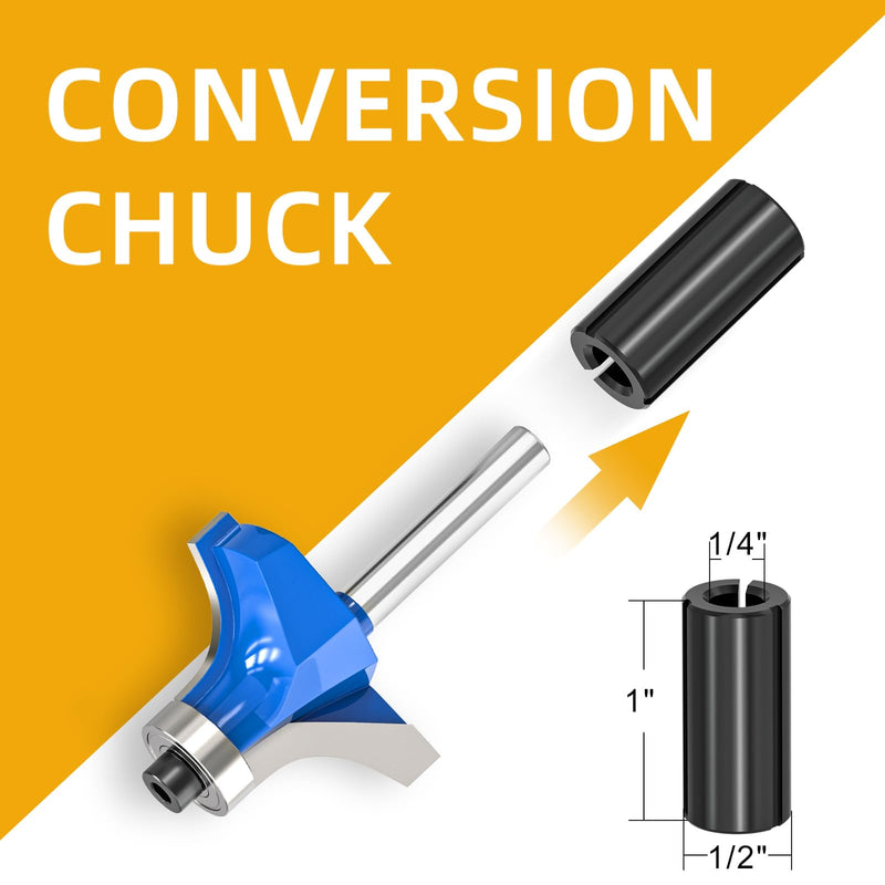 7Pcs 1/4" Inch Shanks Roundover Edging Router Bit Set,Round Radius: 1/2",3/8",5/16",1/4",7/32",3/16",1/8" Shank 1/4" 7PCS
