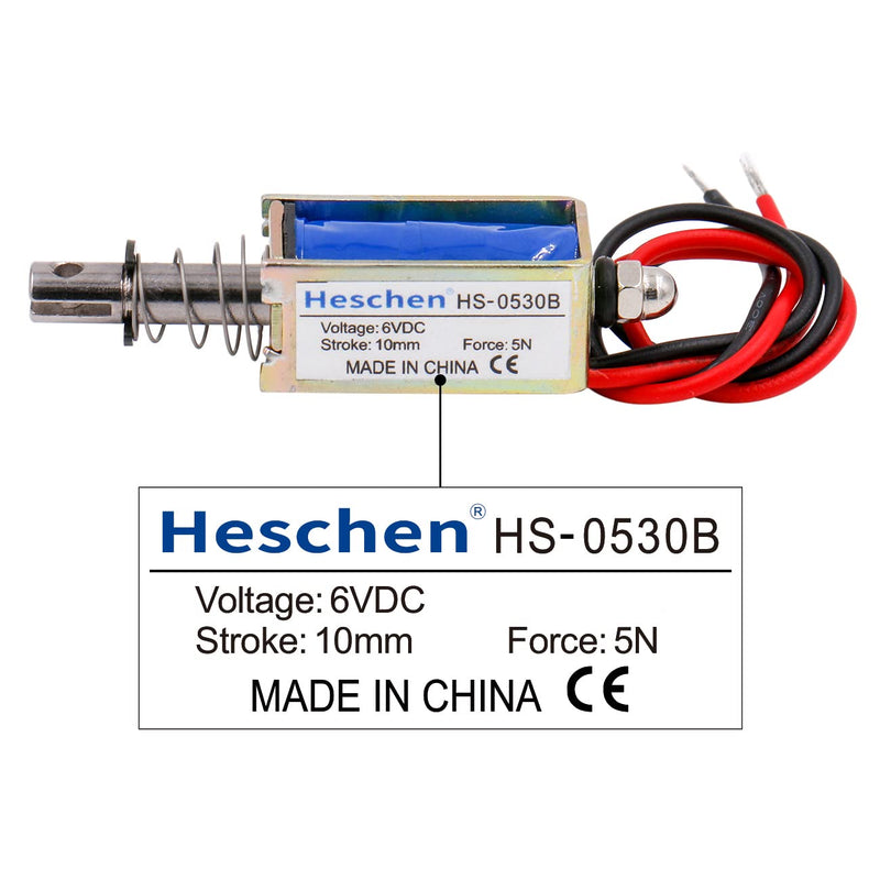 Heschen Electromagnet Magnet HS-0530B DC6V 5N 10mm Stroke Push Pull Type Open Frame