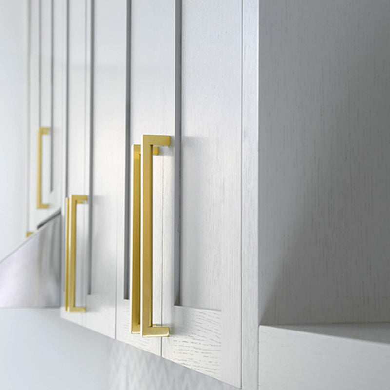 homdiy 10 Pack 6-1/4 Inch Gold Handles for Cabinets Kitchen Cabinet Handles Brushed Brass Cabinet Pulls Gold Hardware for Cabinets Stainless Steel Modern Hardware 6-1/4inch(160mm) Hole Center