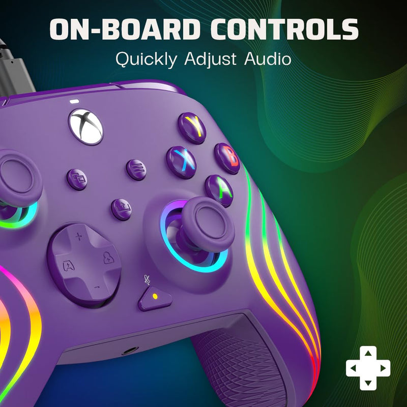 PDP Gaming Afterglow™ Wave Enhanced Wired Controller for Xbox Series X|S, Xbox One and Windows 10/11 PC, advanced gamepad video game controller, Officially Licensed by Microsoft Xbox, Purple