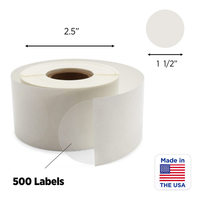 ChromaLabel 1.50 Inch Round Clear Wafer Seals, 500 per Roll, Non Perforated