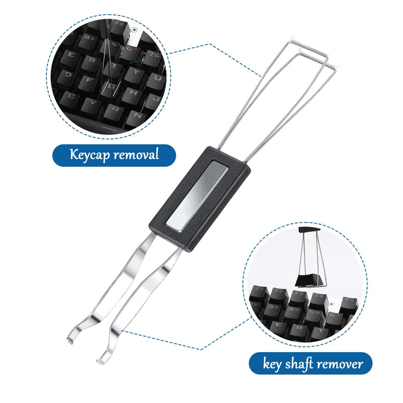2PCS Keycap Puller and Switch Puller with 2PCS Keyboard Brush, Keycap Remover Switch Puller Mechanical Stainless Steel Keyboard Remover Keyboard Cleaning and Fixing Tool for Mechanical Keyboard
