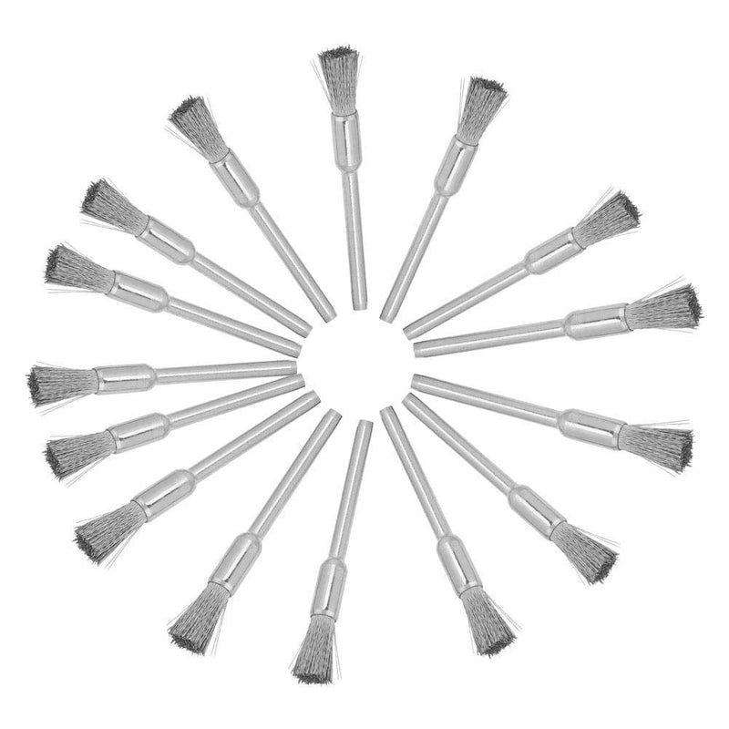 Steel Wire Brush 3 mm Diameter Shaft Mini Polishing Tool for Metal Wood Stone Surface Cleaning (15 Pieces (3 x 5 mm))) (3*5mm
