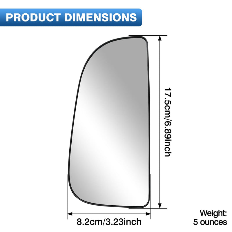 Ram Driver Left Side Lower Mirror Glass Replacement for 2010-2020 Dodge Ram 1500 2500 3500 4500 5500, Towing Mirrors Convex Glass with Rear Mounting Bracket, 68067731AA Driver Side Lower Mirror Glass