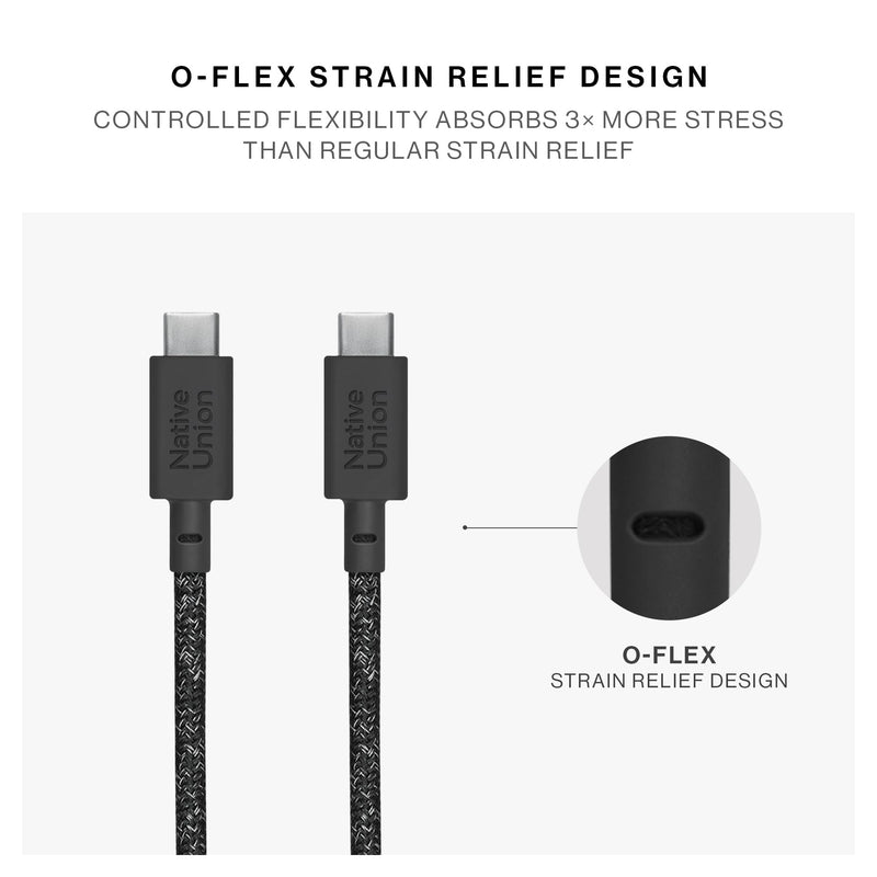 Native Union Belt Cable 2-in-1 – 6.5ft Multi-Device High Speed Charging Cable with Leather Strap for All Type-C Devices – 140W USB-C to Two USB-C Connectors – Made with Recycled Materials (Cosmos) Cosmos