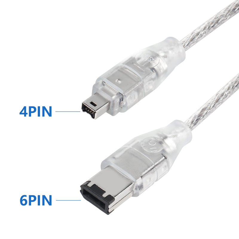 YACSEJAO Firewire DV Cable IEEE1394 6 Pin to 4 Pin Male to Male iLink Adapter Cord Cable for Digital Camera（4.9Ft/1.5M）
