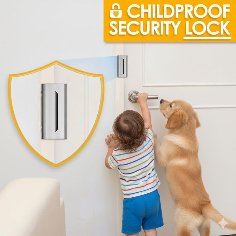4 Pack Home Security Door Reinforcement Lock Child Proof High Security Door Lock Front Door Locks for Kids Safety Withstand 800lbs Door Latch Lock Christmas Gifts Stocking Stuffers for Men Women Silver 4