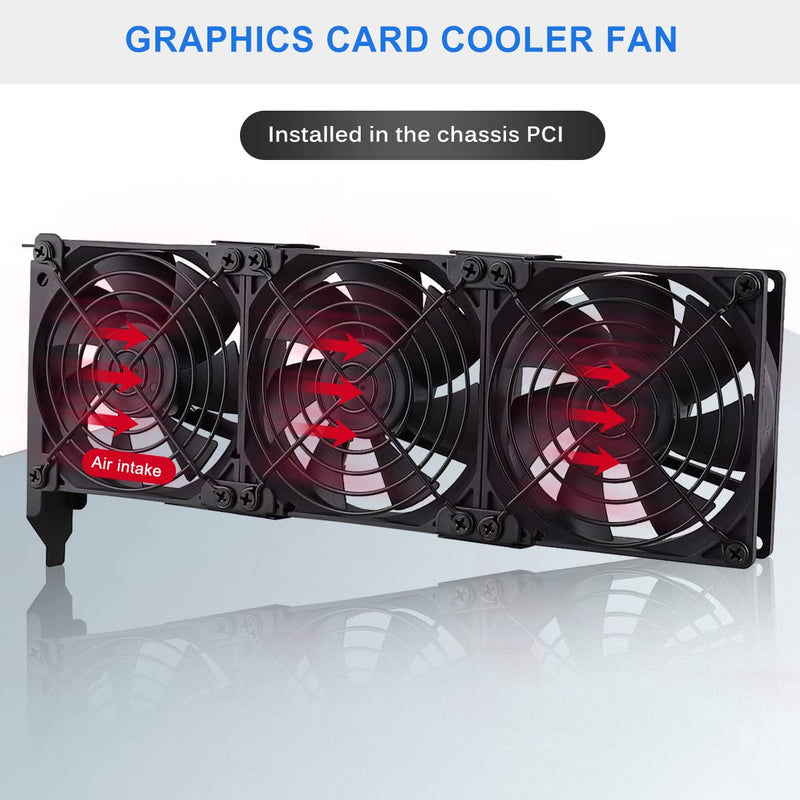 GDSTIME Graphic Card Fans, PCI Slot 3 x 90mm 92mm Fans, Graphics Card Cooler, Video Card VGA Cooler 3* 92x92x25mm fan