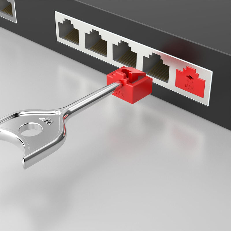 12 Pcs RJ45 Port Lock with 1 Keys, Locking RJ45 Port/Dust Blocker,Compatible with Computer,TV,Router,Other Devices （Yellow） 12+1 Yellow