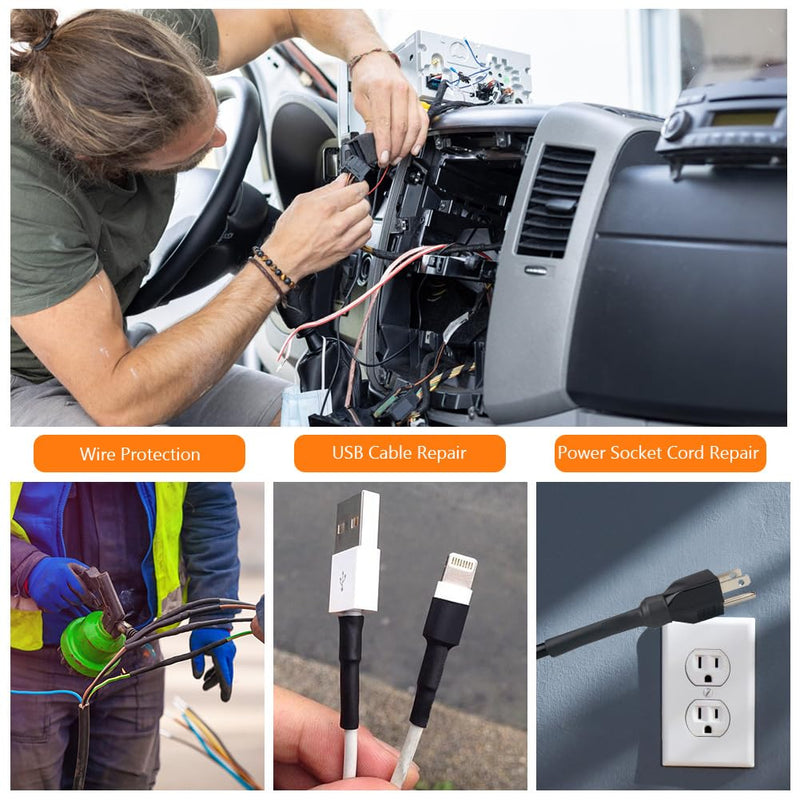 Adiwo 3:1 heat shrink tubing, Ø12.7 mm, 1.5 m length, shrink tubing, waterproof cable, connecting shrink tubing, insulating tape, black for cable insulation, marking, cable bundling, repair (Ø30.0 mm), Ø30.0 mm