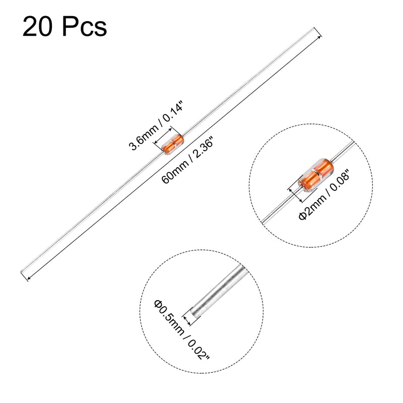 QUARKZMAN Pack of 20 10K Ohm NTC Resistors MF58 3950B 5% Metal Film | Resistance set, thermistor temperature sensors