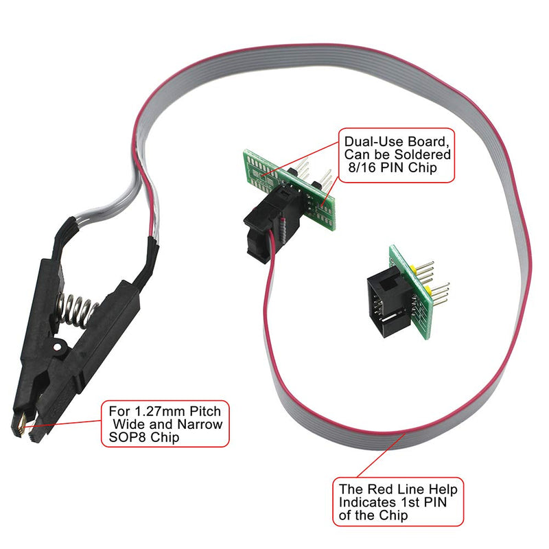 KeeYees SOIC8 SOP8 Test Clip for EEPROM 25CXX / 24CXX + CH341A 24 25 Series EEPROM Flash BIOS USB Programmer