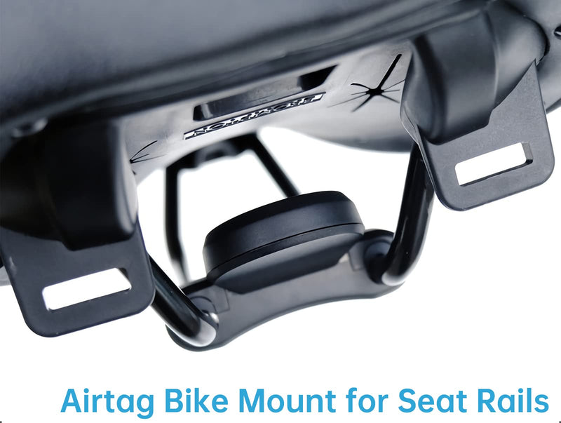 Bike Hidden Mount for Airtag Under The Seat, Bike GPS Tracker Anti-Theft Protection. Waterproof Bicycle Saddle Holder for Most Bikes Seat Rails, and Two Install Adapters Included - 2 Pack B-Seat Rails [2 Pack]