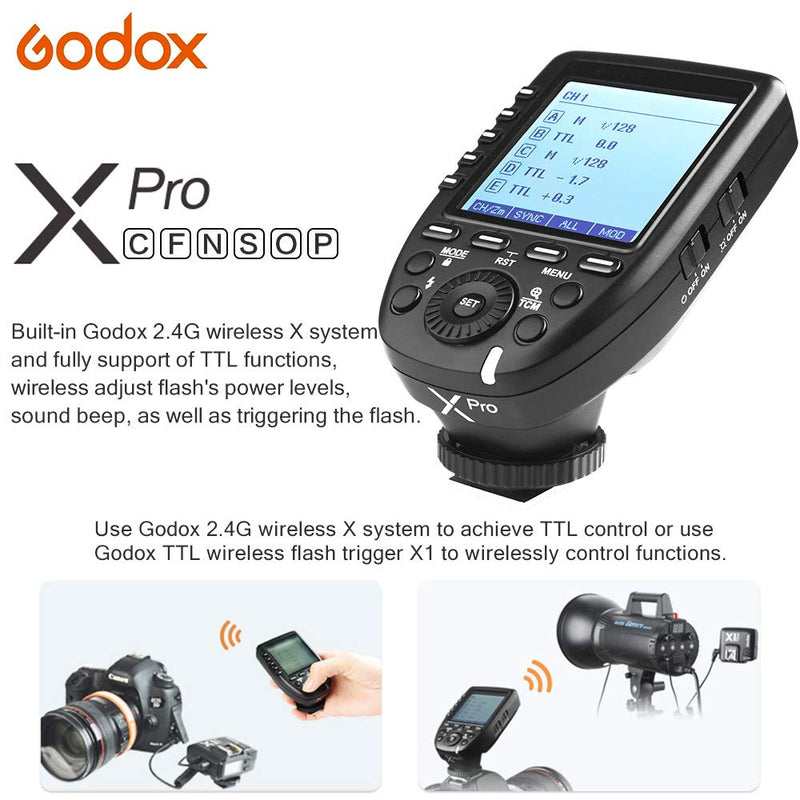 GODOX Xpro-F TTL Flash Trigger Transmitter 1/8000s High Speed Sync TTL Autoflash Built-in Godox X System with LCD Screen for Fuji Fujifilm Camera (XPRO-F)