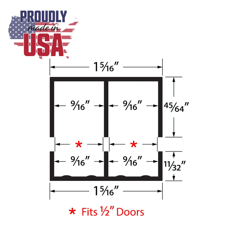 1/2" Panel Sliding Door Track - 36" Brown Plastic Upper & Lower Set, USA Made, Pack of 1 - Outwater 3 Feet (36 Inches)