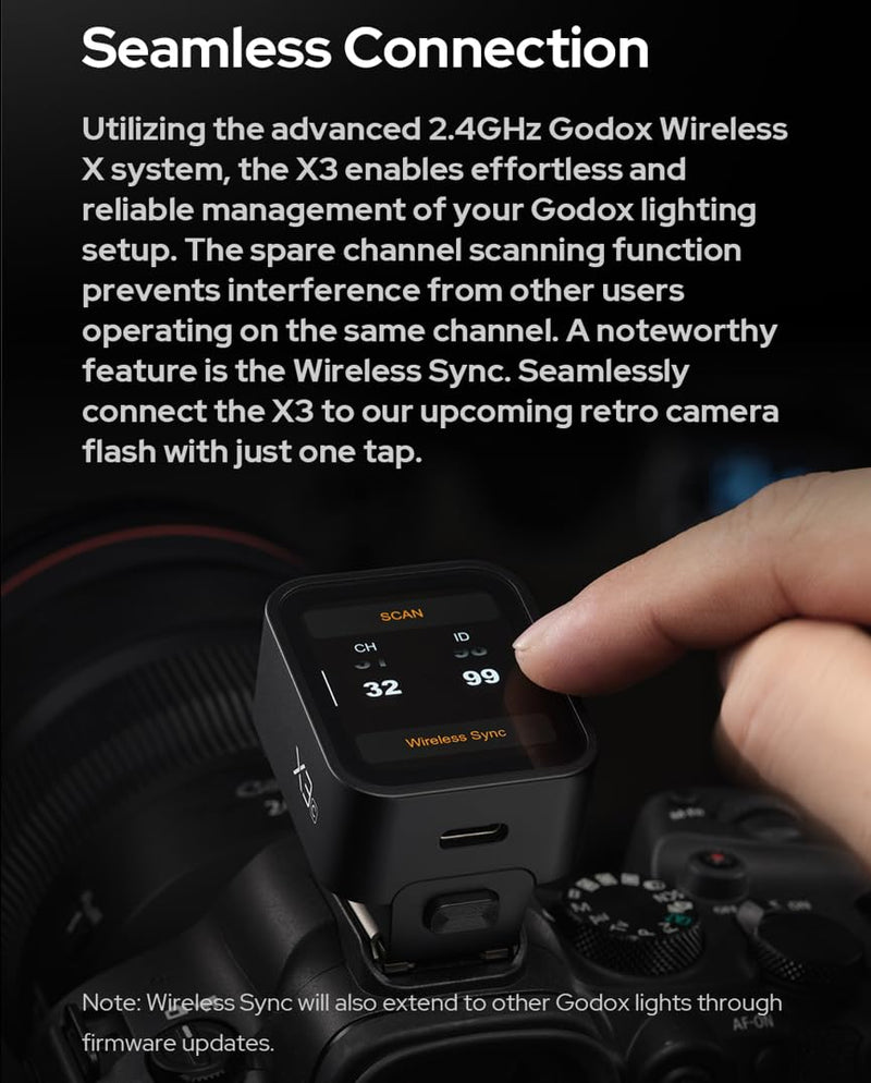 Godox X3N X3 N X3-N 𝗧𝗼𝘂𝗰𝗵𝘀𝗰𝗿𝗲𝗲𝗻 TTL Wireless Flash Trigger for Nikon Camera, with TCM Conversion 2.4G 1/8000s HSS,Built-in 3.7V 850mAh Li-Ion Battery (X2T-N,XPro-N,XProII-N,Upgrade Version)