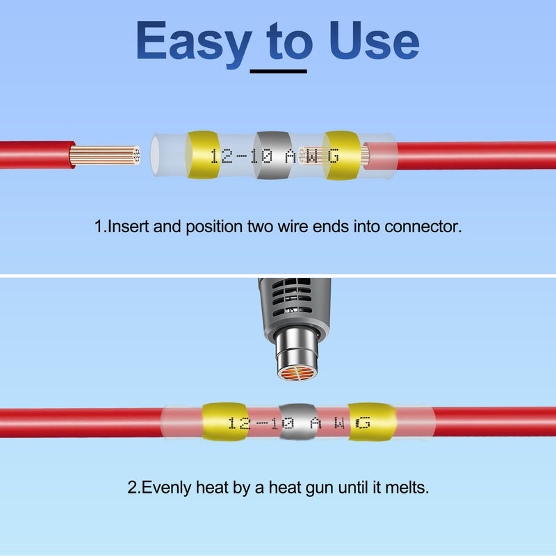 ZIPCCI 350Pcs Wire Connectors Kit - Solder Seal Wire Connectors, Heat Shrink Butt Connectors, Waterproof - Electrical Terminal Splice, Marine Grade - Gauge Wiring, Crimp - Trailer, Automotive, DIY 350