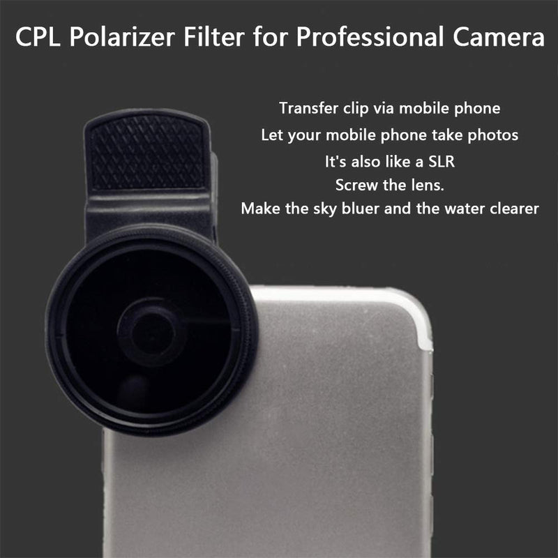 37mm CPL Filter, Universal Circular Polarizer Lens Filter, Cell Phone Lens Accessory Kit, Includes CPL Lens and Lens Clip