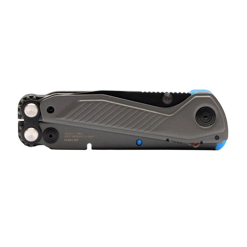 SOG Everyday Daily Solution EDC Flash MT Multi-Tool with CRYO D2 Steel Compact Pocket Size, 7 Tools, Stainless-Steel Housing, Urban Gray & Cyan One Size