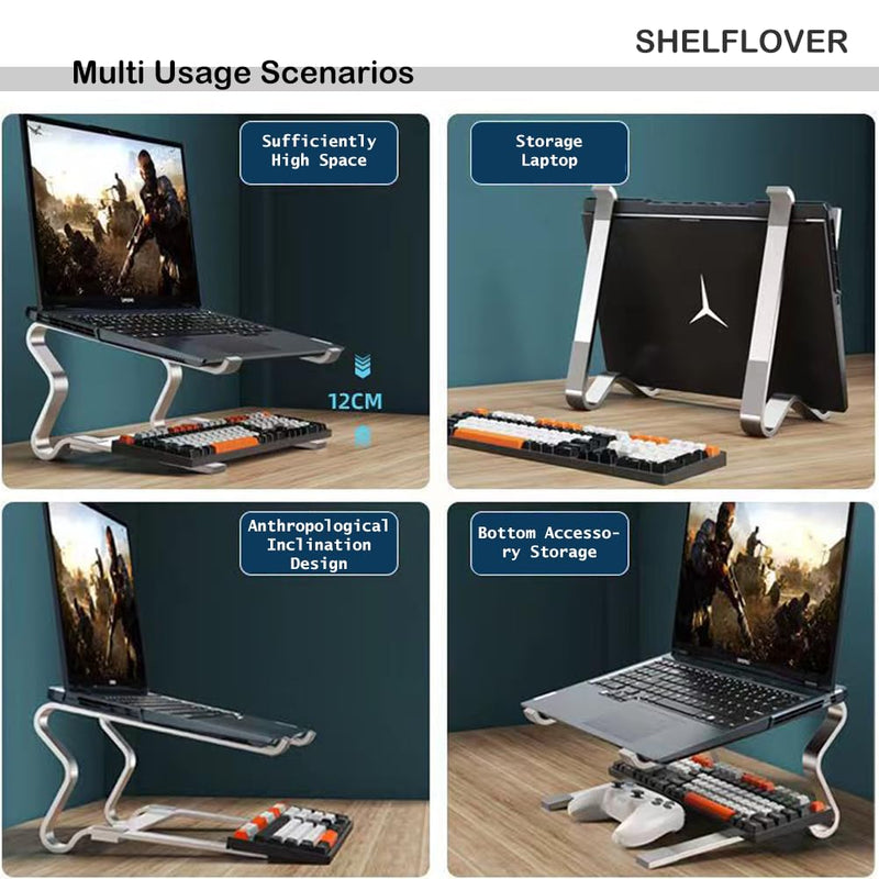 Laptop Stand Aluminum Alloy Material, Detachable PC Stand Notebook Holder, Compatible with Laptops Air/Pro/Lenovo/Dell, HP, 10'' ~ 18" Laptops, Silver
