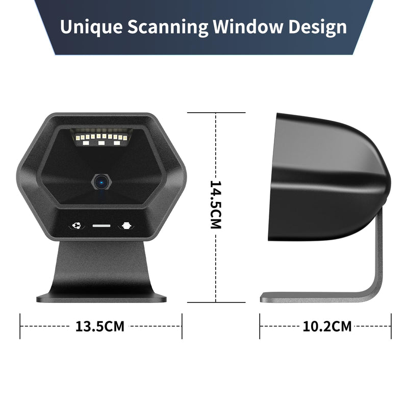 NetumScan Automatic 1D 2D Desktop Barcode Scanner, 1M CMOS Sensor Omnidirectional Hands-Free USB Barcode Reader for Warehouse, Supermarket, Retail Store, Bookstore Pos System Mall Business NS7060