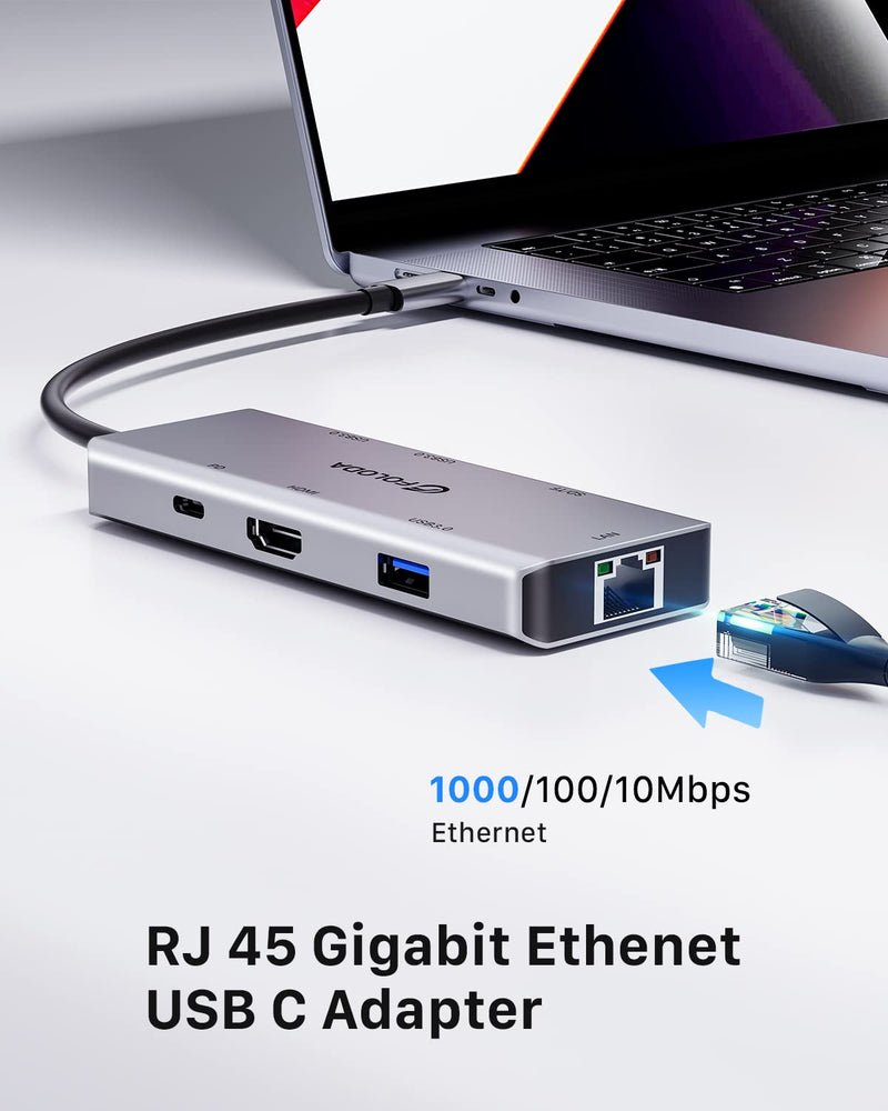 USB C HUB HDMI 4K@60Hz, 8-in-1 Docking Station, Multiports USB C Adapter with Gigabit Ethernet, PD 100W, 3*USBA 3.0, TF/SD, USB C Dock Compatible for MacBook Pro/Air, iPad Pro, iPhone 15, Dell, etc. USBC-01