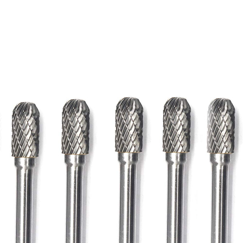 5pcs SC-5 Tungsten Carbide Burr Cylinder Shape with Radius End Double Cut Rotary Burr File(1/2" Cutter Dia X 1"Cutter Length) with 1/4'' shank, pack of 5 SC-5 5PCS