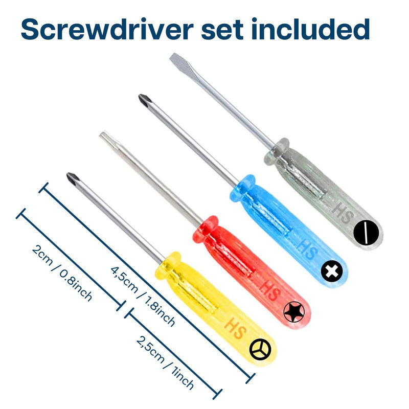 MMOBIEL Screw Set for iPhone 13 – Complete Full Screw Set Replacement - Comprehensive Repair Kit Includes Pentalobe Bottom Screws in Black, Silver and 4 Screwdrivers