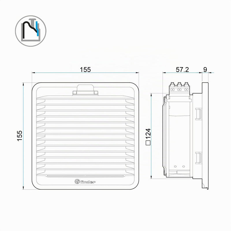 Finder 7F.20.8.230.2055 Control Cabinet Fan 28 W 28 W 155 x H 155 x D 57.2 mm Pack of 1