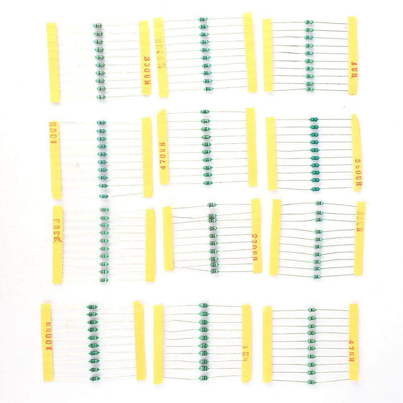 Inductor Set Electric Induction Ring Inductor Set 1/4W Color Ring 12 Kinds Inductor 1UH~1MH 120pcs