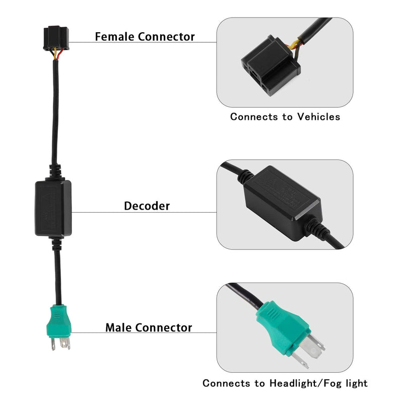 YEEGO DIRECT H4 HB2 9003 LED Headlight Decoder Anti-Flicker Harness Error Free Resistor Wiring Canbus Adapter Flash Warning Canceller Capacitor for Wrangler JK JL TJ LJ (2 Pack)