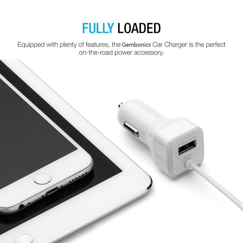 Car Charger, [Apple MFI Certified] by GemDox for Fast Car Charging Compatible with iPhone 15, 14,13, 12, 11, Xs max/XR/x/8/7/6s, iPad, Note, Galaxy with Extra USB Port (White) White
