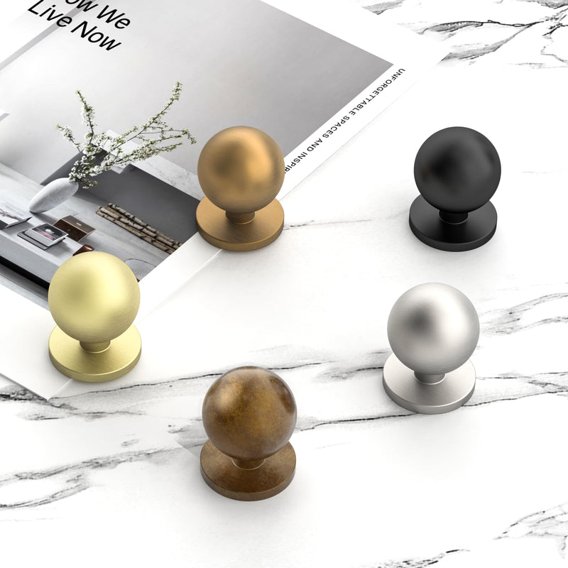 FILTA 10 Pack 1Inch(27mm) Diameter Round Solid Ball Champagne Bronze Cabinet Knobs Drawer Pulls Cabinet Hardware for Kitchen Cabinets and Bathroom Cabinets Single Hole Knob