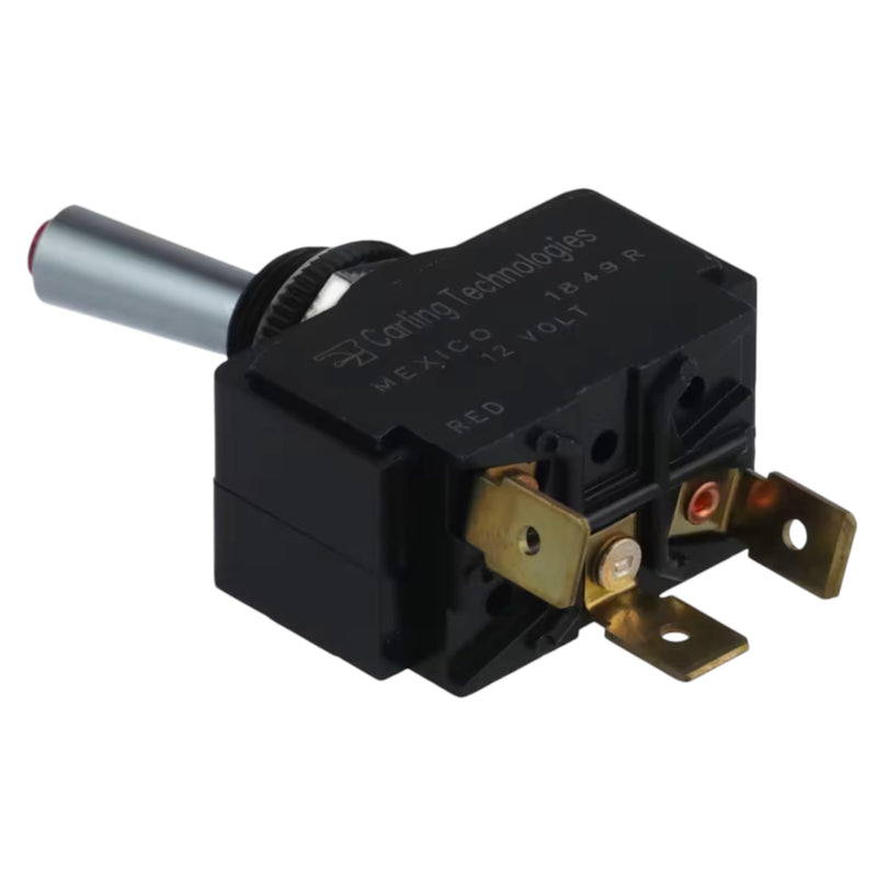 12V Marine Toggle Rocker Switch Kit, Genuine OEM Carling Marine Grade SPST On-Off Maintained, Red Lighted 15A Heavy Duty 3-Pin Panel Sealed for Boat Dash & Automotive