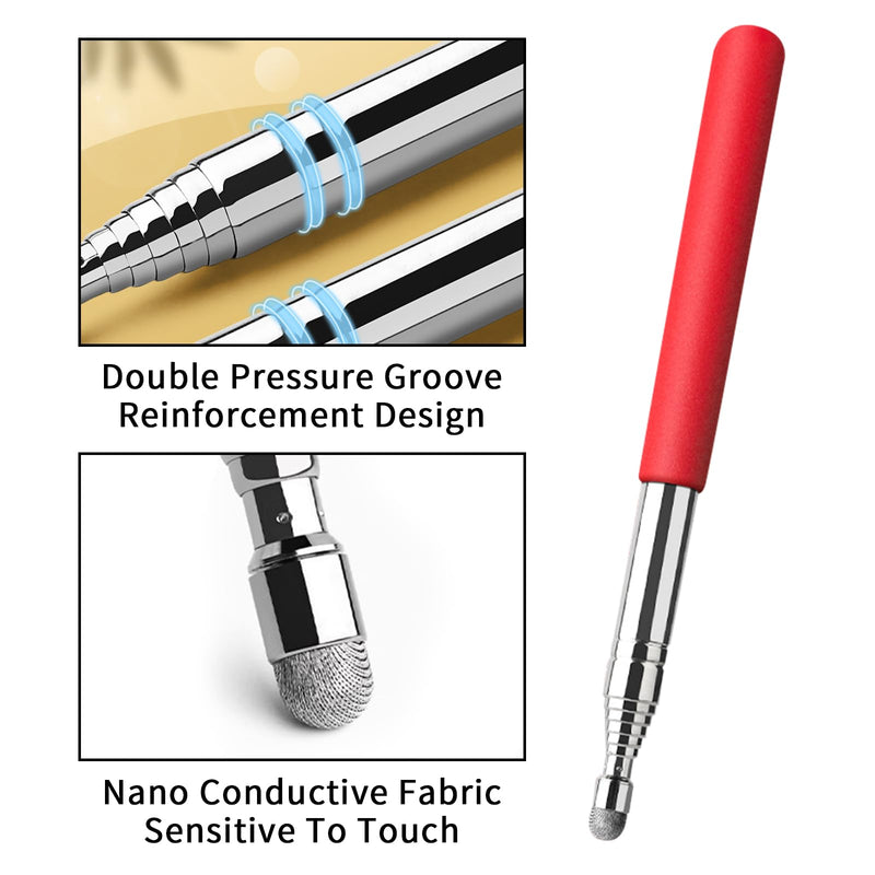 Wesoke 4 Pcs Telescopic Teachers Pointer Stick Extendable Hand Presenter Pointer Sticks with Touch Screen, Retractable Handheld Classroom Whiteboard Pointer Stick for Presentations, Teaching, Office