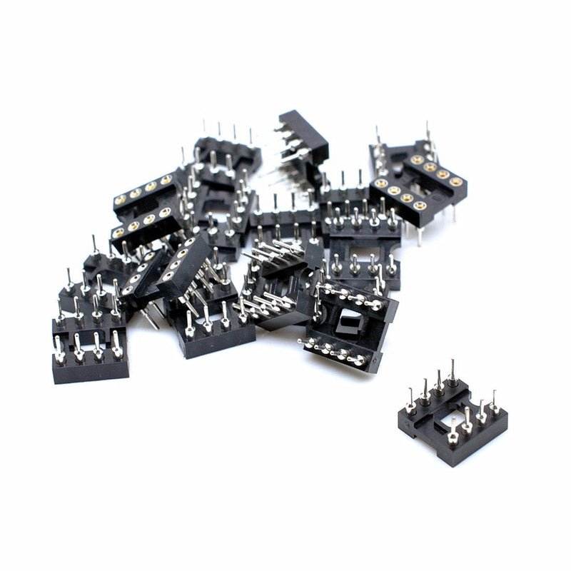 Oiyagai 30pcs 2.54mm Pitch 8 Pins Round Solderable DIP IC Socket Adapter DIP8 x 30pcs