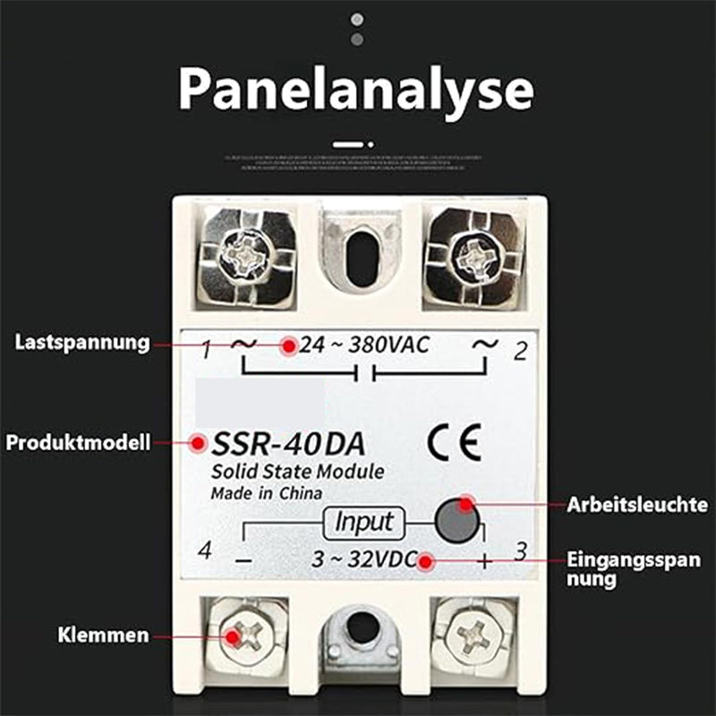 piecs SSR solid state relay solid state relay module SSR-40DA, solid state relay 3-32VDC output 24-380VAC 40A heat sink