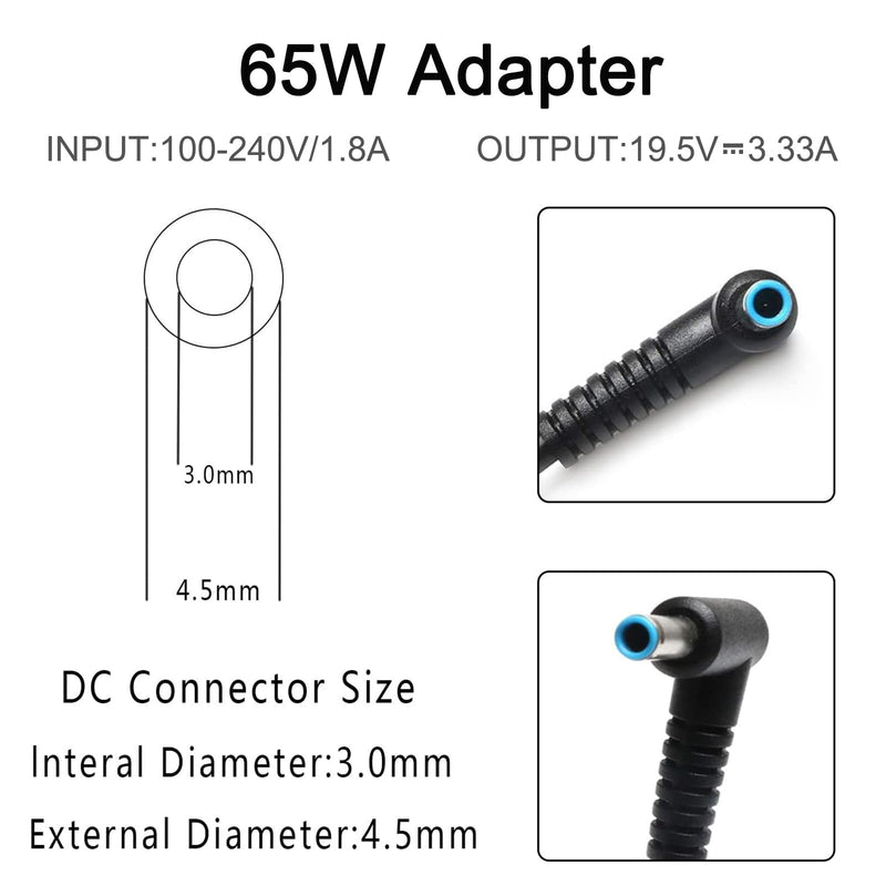 65W 45W AC Adapter Replacement HP Laptop Charger Compatible for HP Pavilion 11 13 15;HP elitebook Folio 1040 g1;hp touchsmart 11 13 15;HP Stream 13 11 14