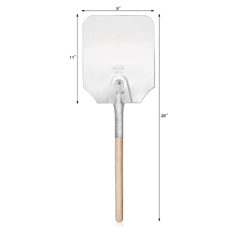 New Star Foodservice 50219 Aluminum Pizza Peel, Wooden Handle, 9 x 11 inch Blade, 26 inch overall 9" x 11" x 26"