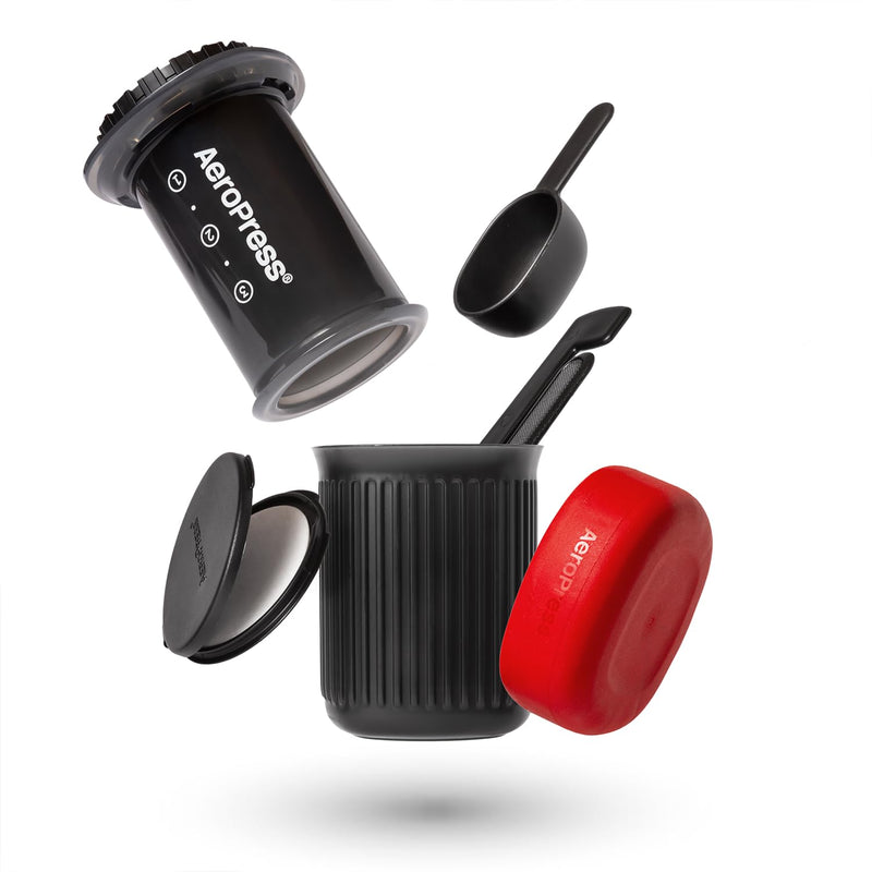 AeroPress Go, Extra Small Portable Coffee Maker Kit, Travel, Hiking & Camping, All-in-One French Press, Pour-Over & Espresso Style Manual Brewer, 2 Min Brew Makes a Less Bitter, More Flavorful Cup Grey