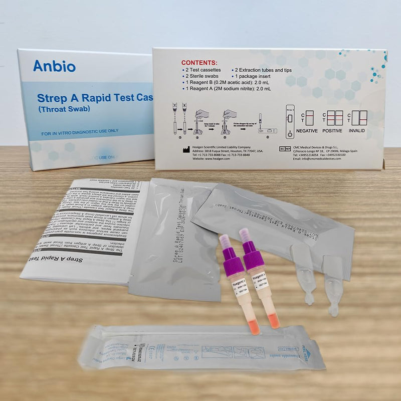 2 x Strep A Test - Streptococcal Quick Test with Throat Swab - Home Test for Detection of Group A Streptococcal Antigen