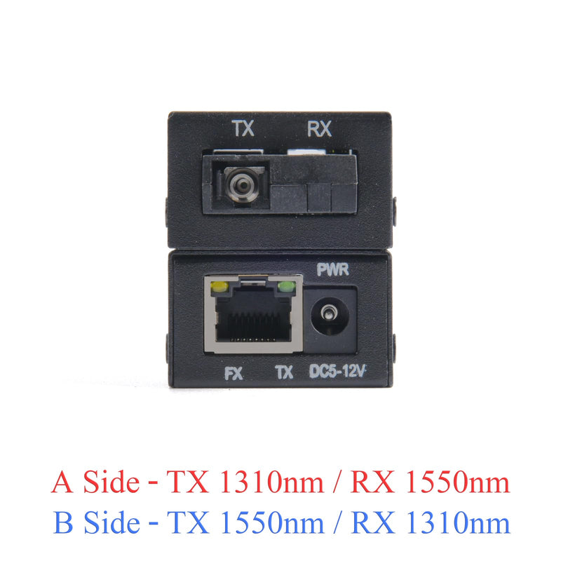 1 Pair Mini Gigabit Fiber Optical Media Converter - Fiber to Ethernet Converter, SC to RJ45, 100/1000Mbps Up to 20Km, with US Power Supply