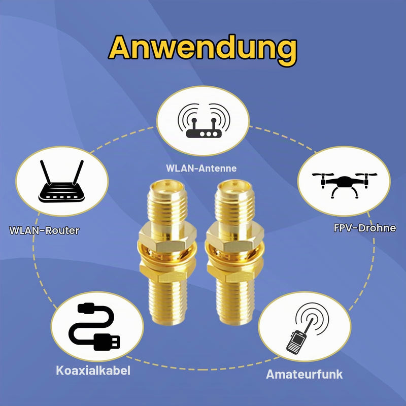 SMA Female to SMA Female Coaxial Adapter Coaxial Connector for 4G WiFi Antenna GPS Antenna Wireless LAN Devices