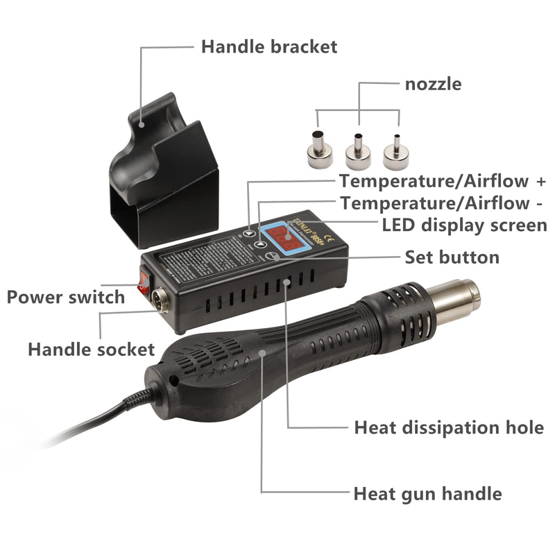 8858+ 110V 680W SMD Hot Air Gun Hot Air Welder Rework Station Soldering Station 3 Nozzles Mobile Phone Repair Tool