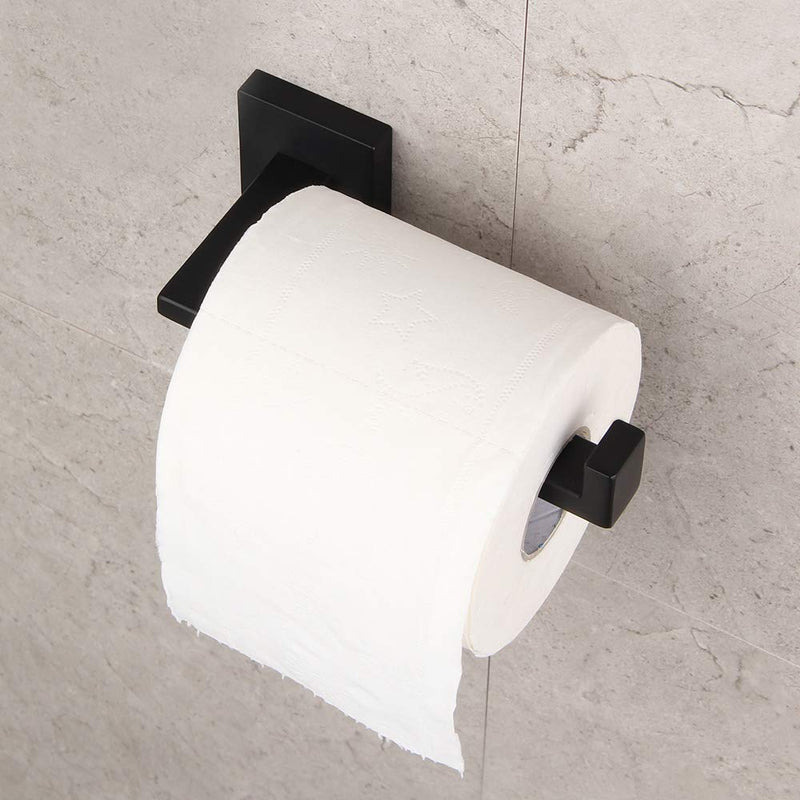 GERZWY SUS 304 Stainless Steel Bathroom Hardware Set Matte Black Towel Ring and Toilet Paper Holder Bath Hardware Accessories Sets Wall Mounted IG1856-2BK