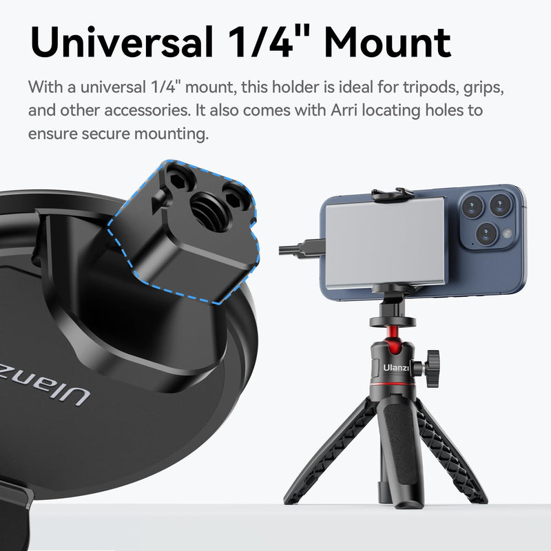 ULANZI MG10 Magnetic Phone Tripod Mount Adapter with Hard Drive Holder Clamp, Phone Tripod Mount Holder with Cold Shoe for iPhone 15 14 13 12 Pro Max Pro Plus Mini and MagSafe Case