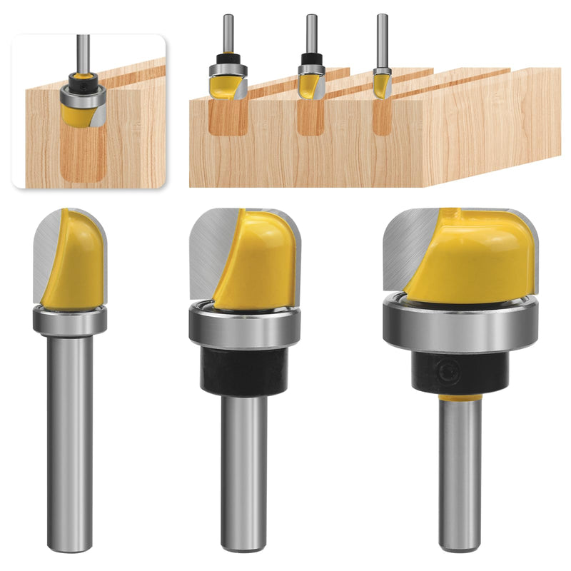 Kaelah 3 piece cutter for router set, 8 mm round cutter router bits, bowl milling bit, hollow milling cutter for woodworking shaker cutter tools cutting tool